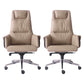 High Back Taupe Leather Office Chair Chrome Frame Task Chair