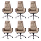 High Back Taupe Leather Office Chair Chrome Frame Task Chair