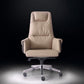 High Back Taupe Leather Office Chair Chrome Frame Task Chair