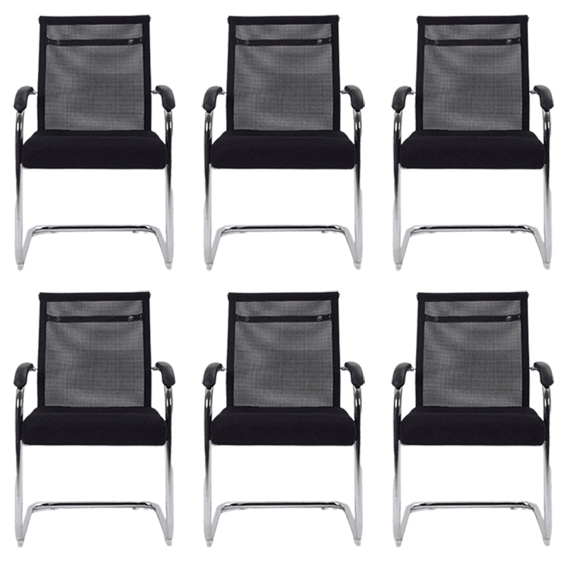 24"W Contemporary Office Chair Breathable Air Grid Upholstered Desk Chair 6 Piece Set Black Clearhalo 'furn' 'furn_office_chair' 'Furniture' 'Office Chairs' 'Office Furniture' 'office_chair' 6212048