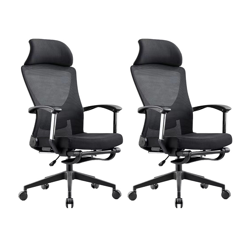 Modern Desk Chair Mesh Computer Chair Black Mid-Back Chair with Wheels 2 Piece Set Nylon Clearhalo 'furn' 'furn_office_chair' 'Furniture' 'Office Chairs' 'Office Furniture' 'office_chair' 6212080