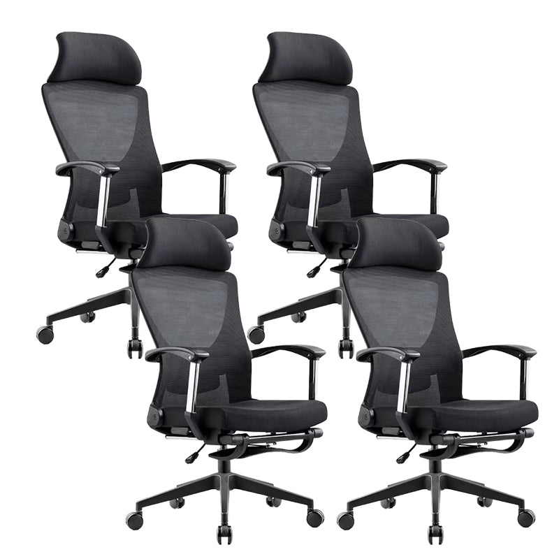 Modern Desk Chair Mesh Computer Chair Black Mid-Back Chair with Wheels 4 Piece Set Nylon Clearhalo 'furn' 'furn_office_chair' 'Furniture' 'Office Chairs' 'Office Furniture' 'office_chair' 6212082