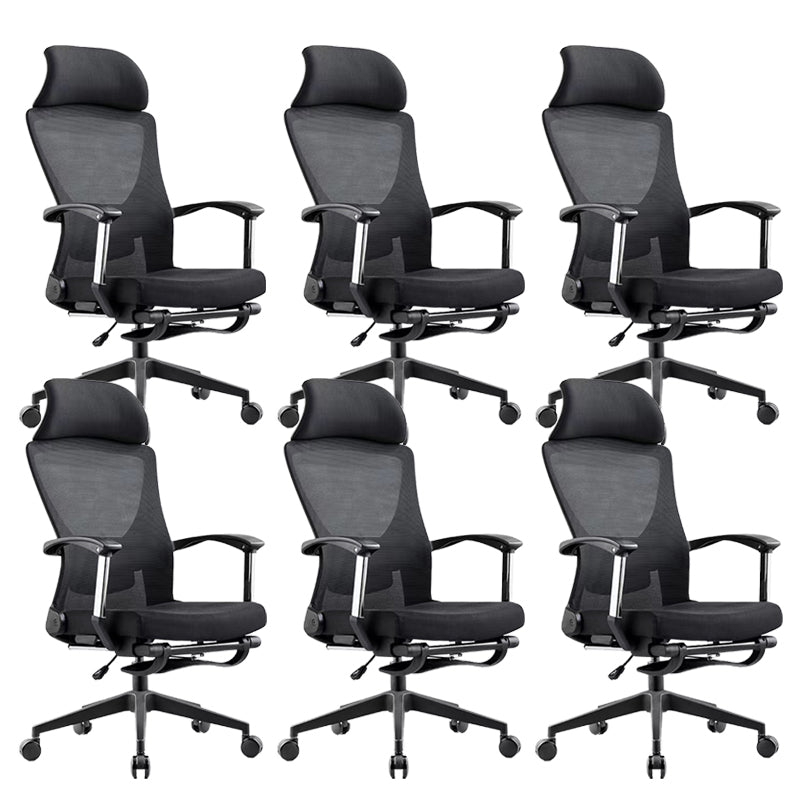 Modern Desk Chair Mesh Computer Chair Black Mid-Back Chair with Wheels 6 Piece Set Nylon Clearhalo 'furn' 'furn_office_chair' 'Furniture' 'Office Chairs' 'Office Furniture' 'office_chair' 6212084