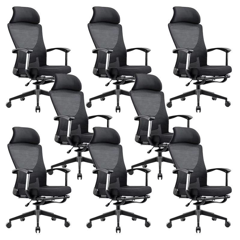 Modern Desk Chair Mesh Computer Chair Black Mid-Back Chair with Wheels 8 Piece Set Nylon Clearhalo 'furn' 'furn_office_chair' 'Furniture' 'Office Chairs' 'Office Furniture' 'office_chair' 6212086