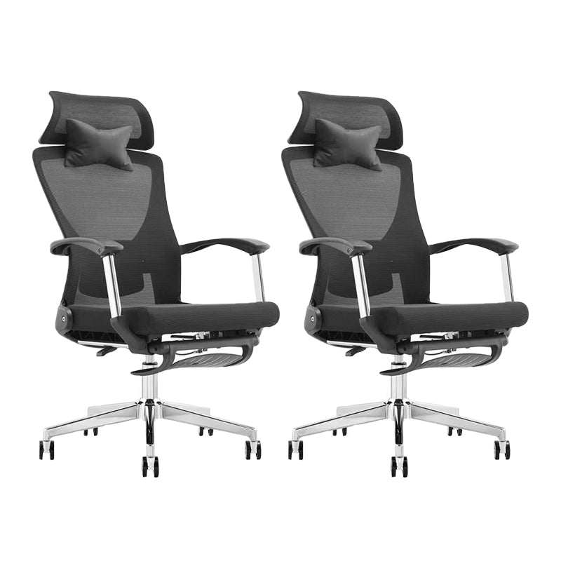 Modern Desk Chair Mesh Computer Chair Black Mid-Back Chair with Wheels 2 Piece Set Iron Clearhalo 'furn' 'furn_office_chair' 'Furniture' 'Office Chairs' 'Office Furniture' 'office_chair' 6212089
