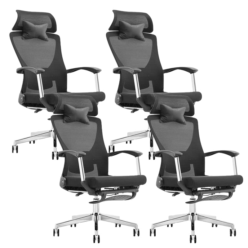 Modern Desk Chair Mesh Computer Chair Black Mid-Back Chair with Wheels 4 Piece Set Iron Clearhalo 'furn' 'furn_office_chair' 'Furniture' 'Office Chairs' 'Office Furniture' 'office_chair' 6212090