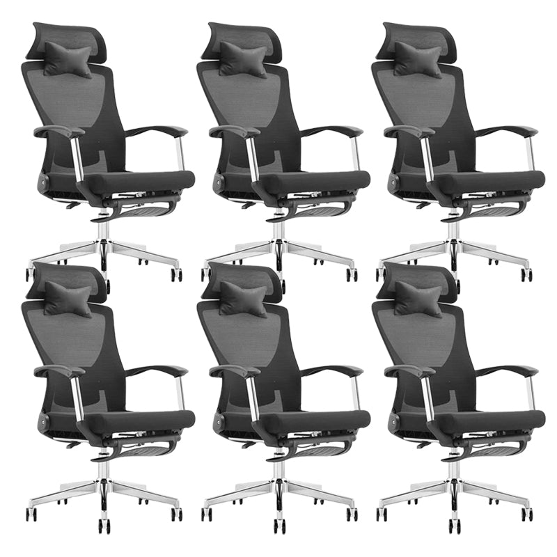 Modern Desk Chair Mesh Computer Chair Black Mid-Back Chair with Wheels 6 Piece Set Iron Clearhalo 'furn' 'furn_office_chair' 'Furniture' 'Office Chairs' 'Office Furniture' 'office_chair' 6212091