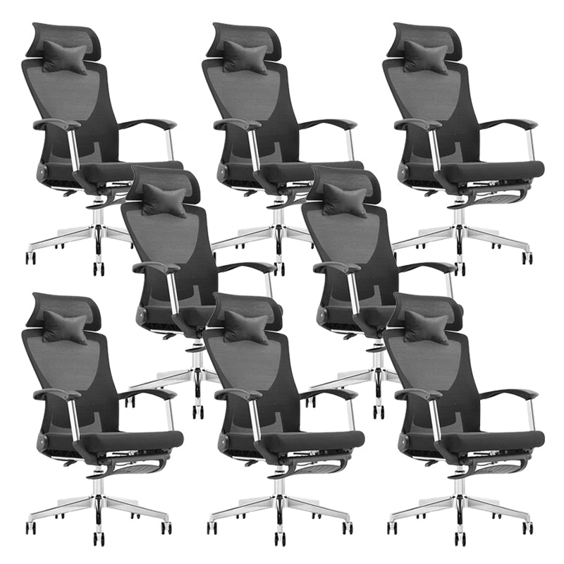 Modern Desk Chair Mesh Computer Chair Black Mid-Back Chair with Wheels 8 Piece Set Iron Clearhalo 'furn' 'furn_office_chair' 'Furniture' 'Office Chairs' 'Office Furniture' 'office_chair' 6212092