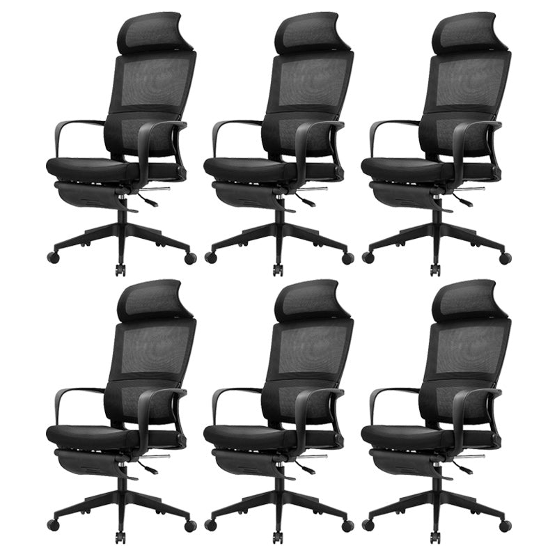 Contemporary Arm Chair Fixed Arms Adjustable Seat Height Swivel Office Chair Footrest 6 Piece Set Clearhalo 'furn' 'furn_office_chair' 'Furniture' 'Office Chairs' 'Office Furniture' 'office_chair' 6212098