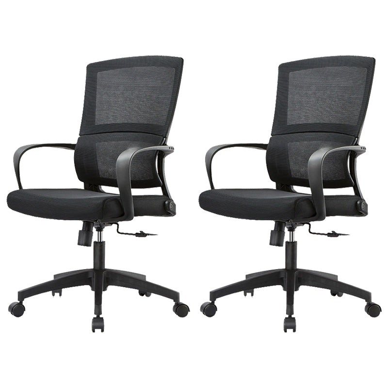 Contemporary Arm Chair Fixed Arms Adjustable Seat Height Swivel Office Chair Without Footrest 2 Piece Set Clearhalo 'furn' 'furn_office_chair' 'Furniture' 'Office Chairs' 'Office Furniture' 'office_chair' 6212102