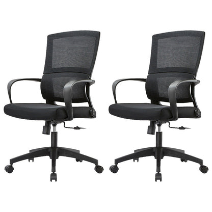 Contemporary Arm Chair Fixed Arms Adjustable Seat Height Swivel Office Chair Without Footrest 2 Piece Set Clearhalo 'furn' 'furn_office_chair' 'Furniture' 'Office Chairs' 'Office Furniture' 'office_chair' 6212102
