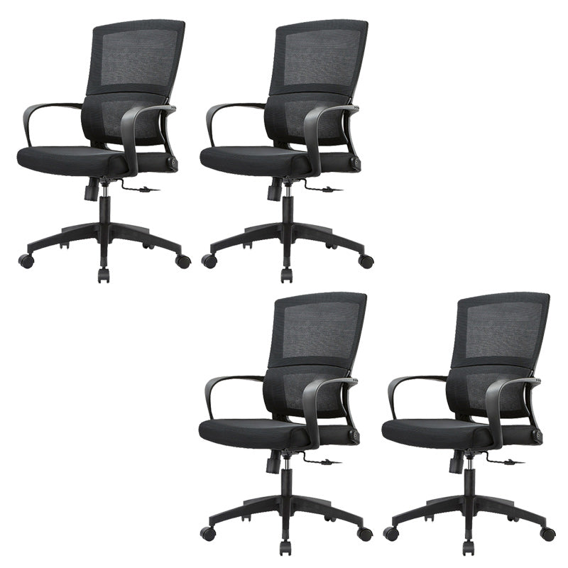 Contemporary Arm Chair Fixed Arms Adjustable Seat Height Swivel Office Chair Without Footrest 4 Piece Set Clearhalo 'furn' 'furn_office_chair' 'Furniture' 'Office Chairs' 'Office Furniture' 'office_chair' 6212104