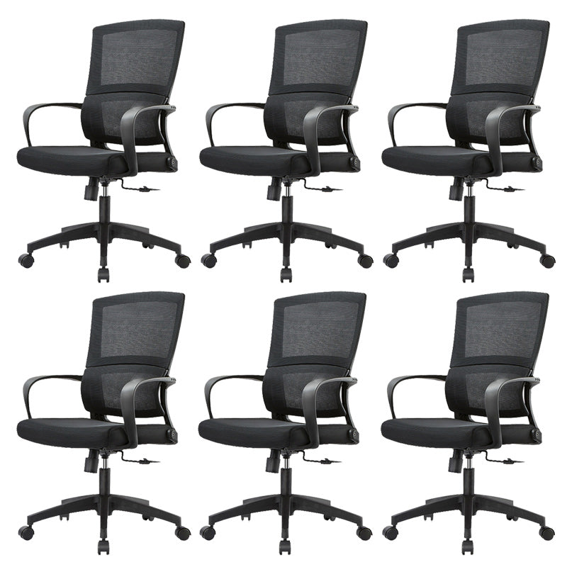 Contemporary Arm Chair Fixed Arms Adjustable Seat Height Swivel Office Chair Without Footrest 6 Piece Set Clearhalo 'furn' 'furn_office_chair' 'Furniture' 'Office Chairs' 'Office Furniture' 'office_chair' 6212106