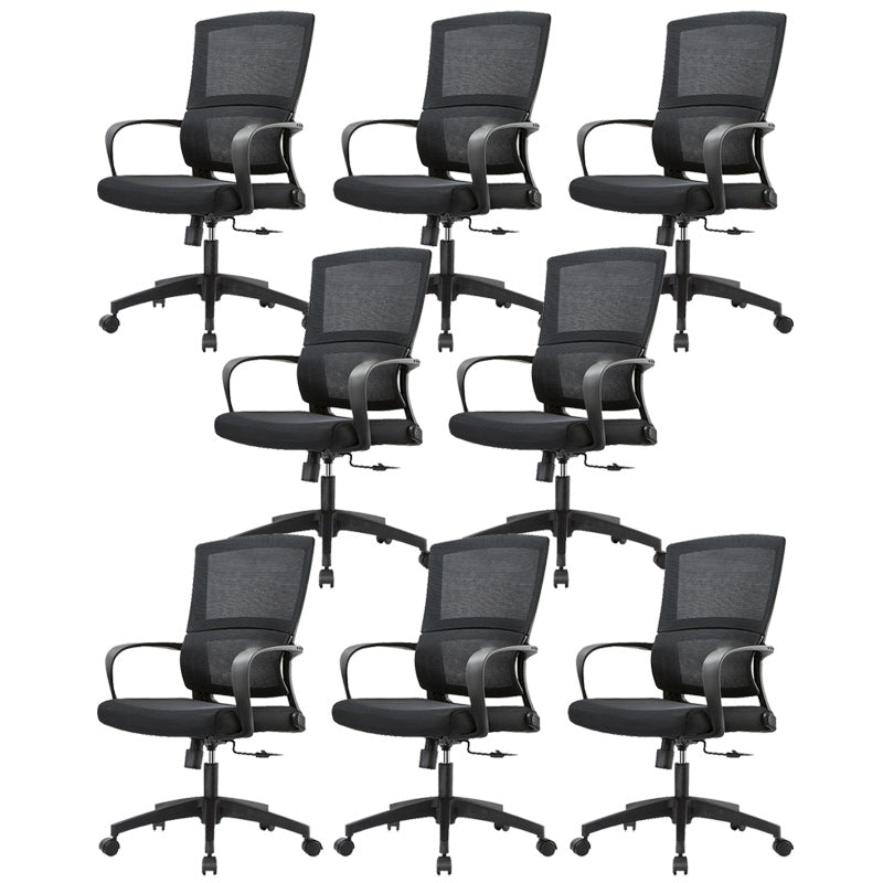 Contemporary Arm Chair Fixed Arms Adjustable Seat Height Swivel Office Chair Without Footrest 8 Piece Set Clearhalo 'furn' 'furn_office_chair' 'Furniture' 'Office Chairs' 'Office Furniture' 'office_chair' 6212108