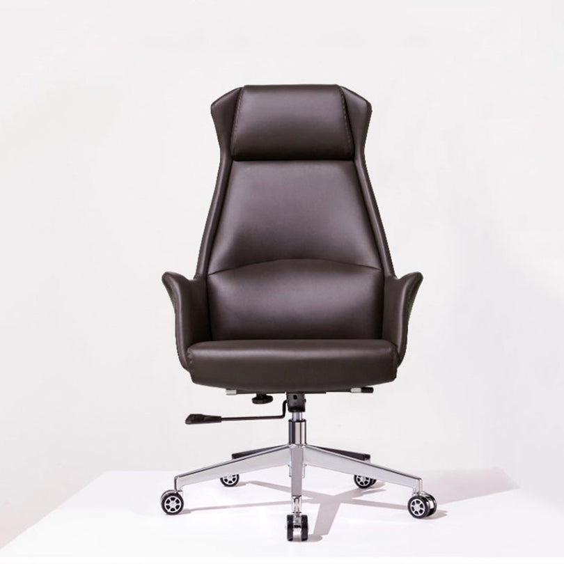 Modern Desk Chair High-Back Leather Computer Chair with Wheels Clearhalo 'furn' 'furn_office_chair' 'Furniture' 'Office Chairs' 'Office Furniture' 'office_chair' 6212129