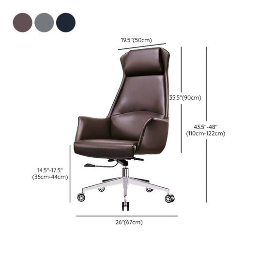 Modern Desk Chair High-Back Leather Computer Chair with Wheels Clearhalo 'furn' 'furn_office_chair' 'Furniture' 'Office Chairs' 'Office Furniture' 'office_chair' 6212151