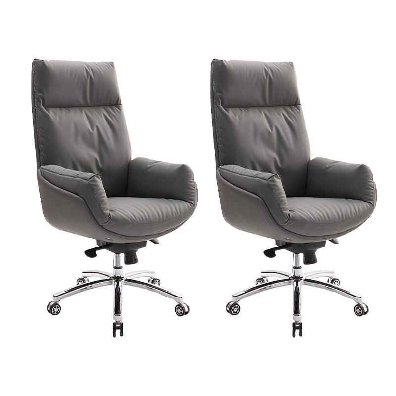 High Back Executive Chair Contemporary Adjustable Managers Chair Grey Faux Leather 2 Piece Set Clearhalo 'furn' 'furn_office_chair' 'Furniture' 'Office Chairs' 'Office Furniture' 'office_chair' 6212155