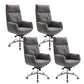 High Back Executive Chair Contemporary Adjustable Managers Chair Grey Genuine Leather 4 Piece Set Clearhalo 'furn' 'furn_office_chair' 'Furniture' 'Office Chairs' 'Office Furniture' 'office_chair' 6212165