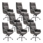 High Back Executive Chair Contemporary Adjustable Managers Chair Grey Genuine Leather 8 Piece Set Clearhalo 'furn' 'furn_office_chair' 'Furniture' 'Office Chairs' 'Office Furniture' 'office_chair' 6212167