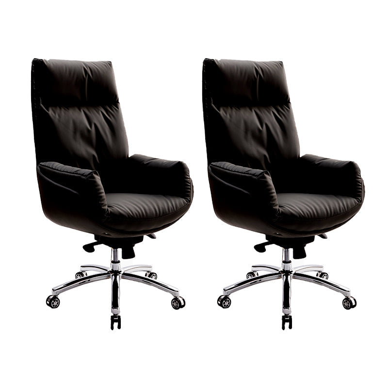 High Back Executive Chair Contemporary Adjustable Managers Chair Black Faux Leather 2 Piece Set Clearhalo 'furn' 'furn_office_chair' 'Furniture' 'Office Chairs' 'Office Furniture' 'office_chair' 6212169