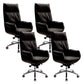 High Back Executive Chair Contemporary Adjustable Managers Chair Black Faux Leather 4 Piece Set Clearhalo 'furn' 'furn_office_chair' 'Furniture' 'Office Chairs' 'Office Furniture' 'office_chair' 6212170