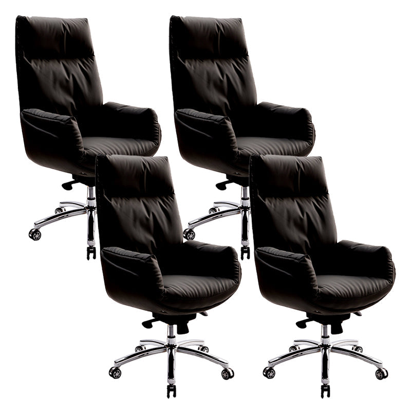 High Back Executive Chair Contemporary Adjustable Managers Chair Black Faux Leather 4 Piece Set Clearhalo 'furn' 'furn_office_chair' 'Furniture' 'Office Chairs' 'Office Furniture' 'office_chair' 6212170