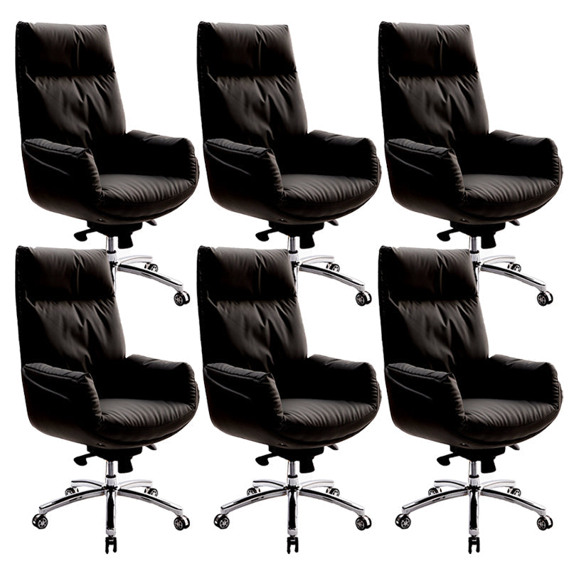 High Back Executive Chair Contemporary Adjustable Managers Chair Black Faux Leather 6 Piece Set Clearhalo 'furn' 'furn_office_chair' 'Furniture' 'Office Chairs' 'Office Furniture' 'office_chair' 6212171