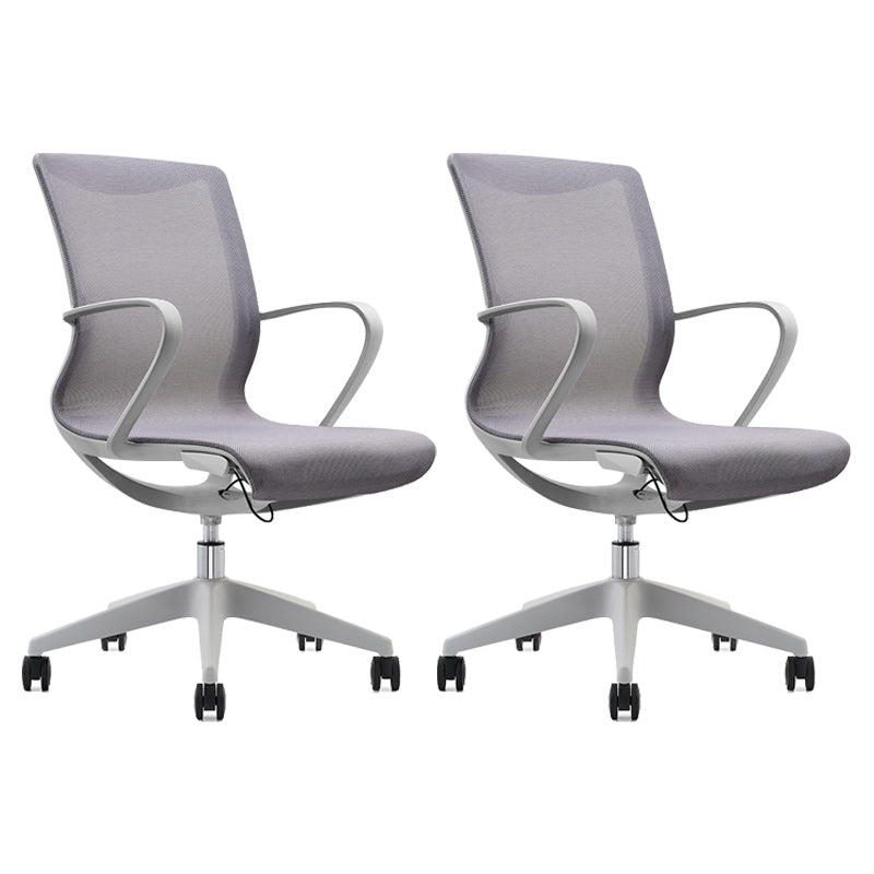 Modern Desk Chair Mesh Office Chair Mid-Back Chair with Wheels Light Gray 2 Piece Set Clearhalo 'furn' 'furn_office_chair' 'Furniture' 'Office Chairs' 'Office Furniture' 'office_chair' 6212252