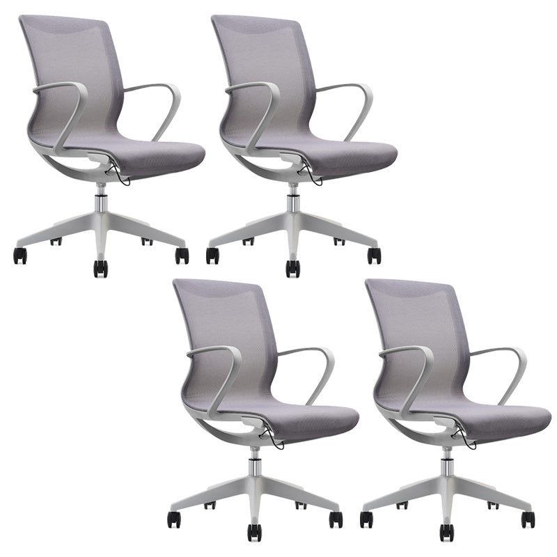 Modern Desk Chair Mesh Office Chair Mid-Back Chair with Wheels Light Gray 4 Piece Set Clearhalo 'furn' 'furn_office_chair' 'Furniture' 'Office Chairs' 'Office Furniture' 'office_chair' 6212254