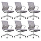 Modern Desk Chair Mesh Office Chair Mid-Back Chair with Wheels Light Gray 6 Piece Set Clearhalo 'furn' 'furn_office_chair' 'Furniture' 'Office Chairs' 'Office Furniture' 'office_chair' 6212257