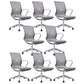 Modern Desk Chair Mesh Office Chair Mid-Back Chair with Wheels Light Gray 8 Piece Set Clearhalo 'furn' 'furn_office_chair' 'Furniture' 'Office Chairs' 'Office Furniture' 'office_chair' 6212258