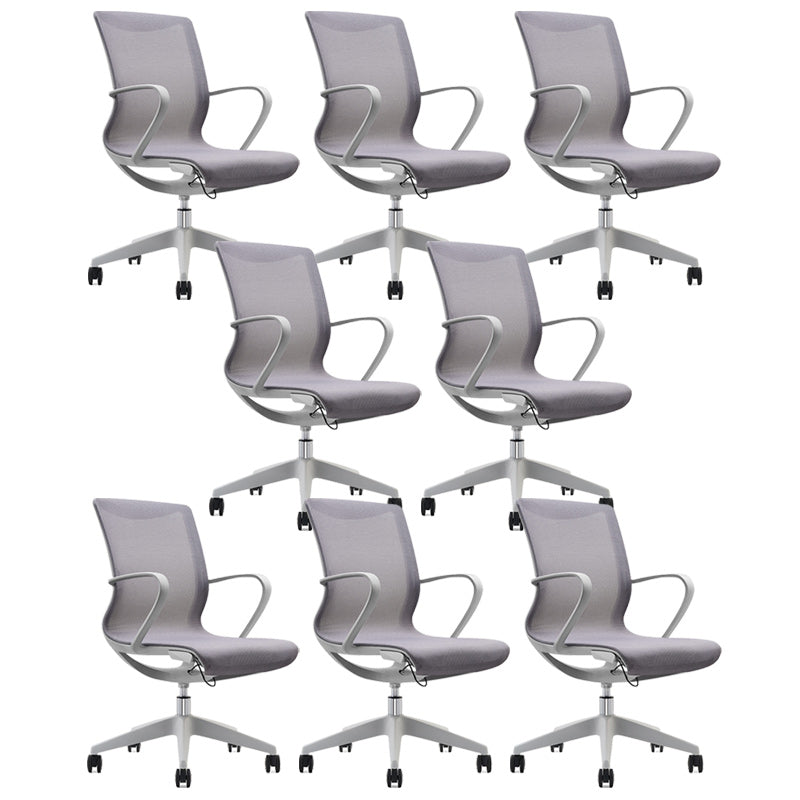 Modern Desk Chair Mesh Office Chair Mid-Back Chair with Wheels Light Gray 8 Piece Set Clearhalo 'furn' 'furn_office_chair' 'Furniture' 'Office Chairs' 'Office Furniture' 'office_chair' 6212258
