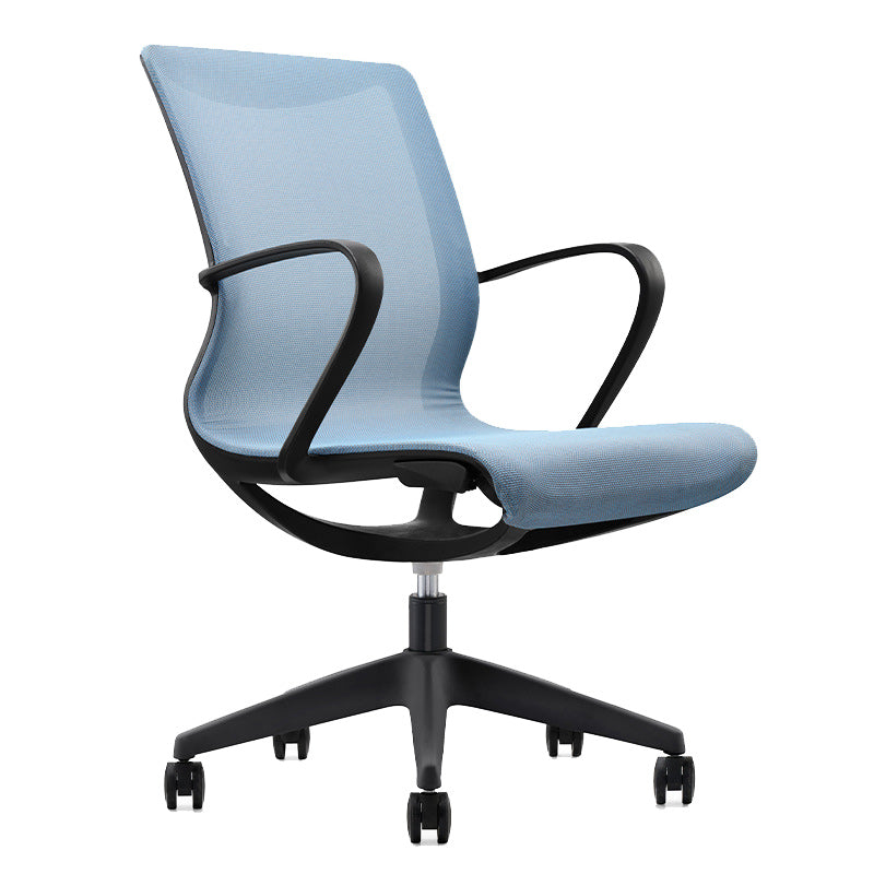 Modern Desk Chair Mesh Office Chair Mid-Back Chair with Wheels Blue 1 Piece Clearhalo 'furn' 'furn_office_chair' 'Furniture' 'Office Chairs' 'Office Furniture' 'office_chair' 6212260