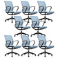 Modern Desk Chair Mesh Office Chair Mid-Back Chair with Wheels Blue 8 Piece Set Clearhalo 'furn' 'furn_office_chair' 'Furniture' 'Office Chairs' 'Office Furniture' 'office_chair' 6212267