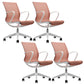 Modern Desk Chair Mesh Office Chair Mid-Back Chair with Wheels Brick Red 4 Piece Set Clearhalo 'furn' 'furn_office_chair' 'Furniture' 'Office Chairs' 'Office Furniture' 'office_chair' 6212270