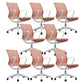 Modern Desk Chair Mesh Office Chair Mid-Back Chair with Wheels Brick Red 8 Piece Set Clearhalo 'furn' 'furn_office_chair' 'Furniture' 'Office Chairs' 'Office Furniture' 'office_chair' 6212272