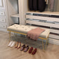 13.65-inch Width Entryway Bench Cushioned Metal Modern Seating Bench 47"L x 14"W x 18"H Beige Clearhalo 'Benches' 'Chairs & Seating' 'furn' 'furn_benches' 'Furniture' 'Living Room Furniture' 6212292