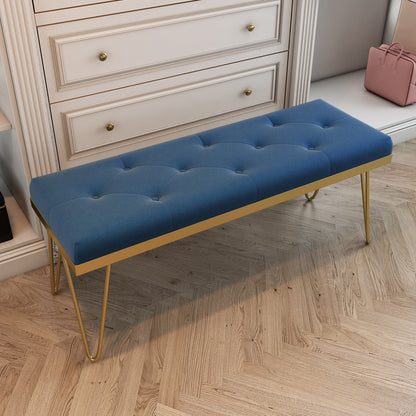 13.65-inch Width Entryway Bench Cushioned Metal Modern Seating Bench Blue Clearhalo 'Benches' 'Chairs & Seating' 'furn' 'furn_benches' 'Furniture' 'Living Room Furniture' 6212294