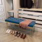 13.65-inch Width Entryway Bench Cushioned Metal Modern Seating Bench 47"L x 14"W x 18"H Blue Clearhalo 'Benches' 'Chairs & Seating' 'furn' 'furn_benches' 'Furniture' 'Living Room Furniture' 6212295