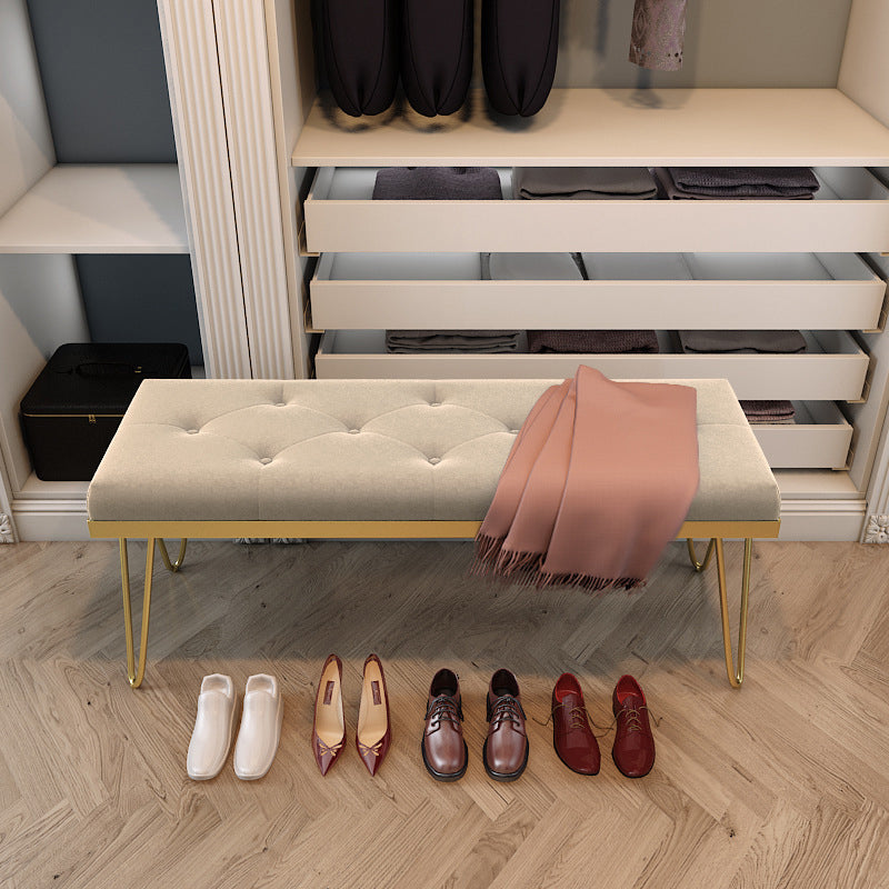 13.65-inch Width Entryway Bench Cushioned Metal Modern Seating Bench 39.5"L x 14"W x 18"H Beige Clearhalo 'Benches' 'Chairs & Seating' 'furn' 'furn_benches' 'Furniture' 'Living Room Furniture' 6212297