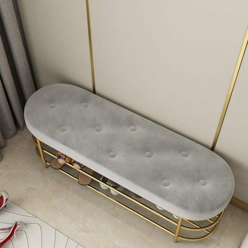 13.65-inch Width Bench Cushioned Modern Seating Bench with Shoe Storage 39.5"L x 14"W x 18"H Grey Clearhalo 'Benches' 'Chairs & Seating' 'furn' 'furn_benches' 'Furniture' 'Living Room Furniture' 6212307