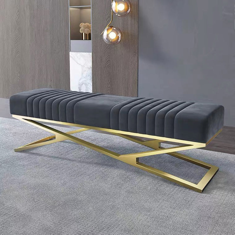 14.82-inch Width Modern Seating Bench Cushioned Metal Bedroom Bench 39"L x 15"W x 17"H Dark Gray Clearhalo 'Benches' 'Chairs & Seating' 'furn' 'furn_benches' 'Furniture' 'Living Room Furniture' 6212316