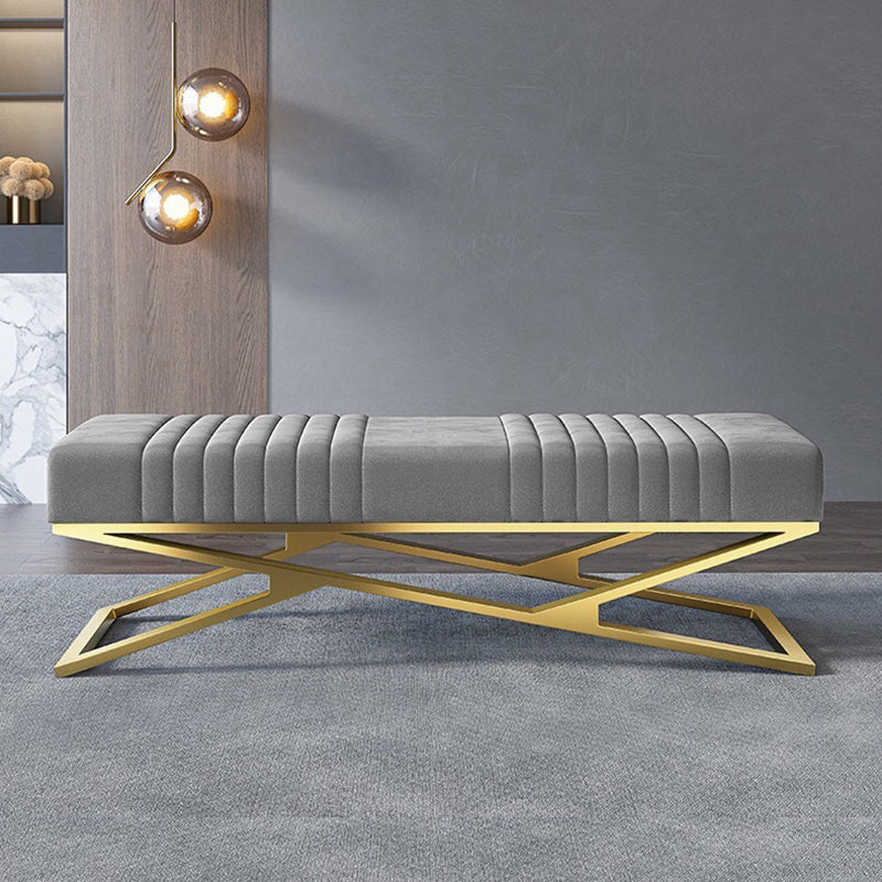 14.82-inch Width Modern Seating Bench Cushioned Metal Bedroom Bench Light Gray Clearhalo 'Benches' 'Chairs & Seating' 'furn' 'furn_benches' 'Furniture' 'Living Room Furniture' 6212318