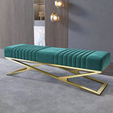 14.82-inch Width Modern Seating Bench Cushioned Metal Bedroom Bench Clearhalo 'Benches' 'Chairs & Seating' 'furn' 'furn_benches' 'Furniture' 'Living Room Furniture' 6212326