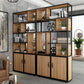 Metal and Wooden Bookcase Home Open Storage Bookshelf with 2 Doors Clearhalo 'Bookcases' 'furn' 'furn_bookcases' 'Furniture' 'Office Furniture' 6212361