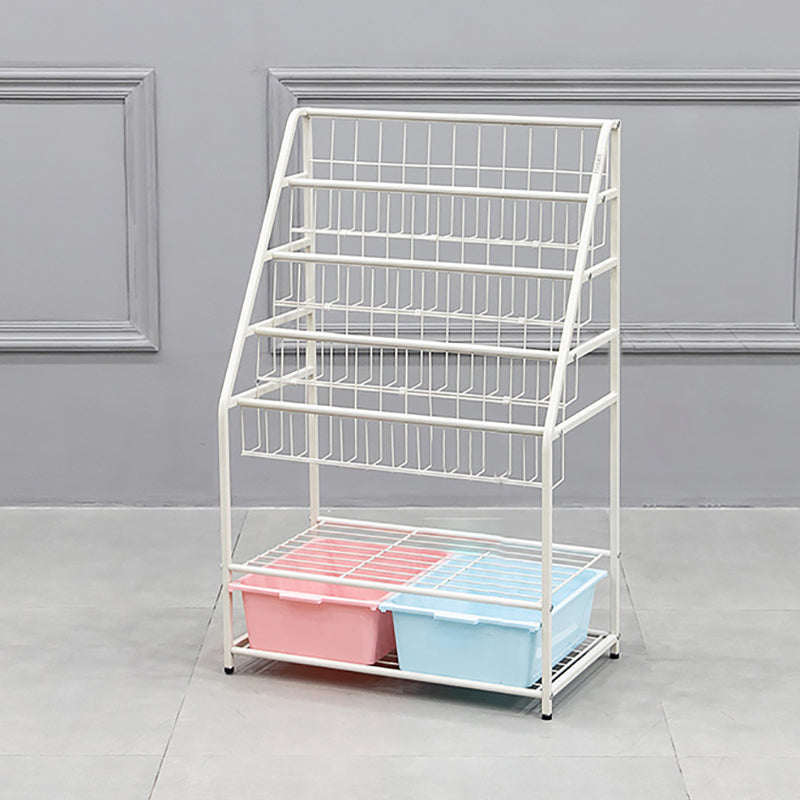 Contemporary Metal Bookshelf White Ladder Book Shelf for Home Office 14.6" Wide Pink-Blue Clearhalo 'Bookcases' 'furn' 'furn_bookcases' 'Furniture' 'Office Furniture' 6212373