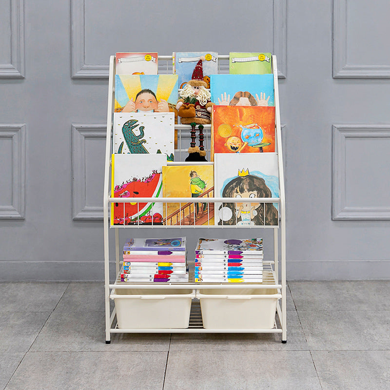 Contemporary Metal Bookshelf White Ladder Book Shelf for Home Office 14.6" Wide Clearhalo 'Bookcases' 'furn' 'furn_bookcases' 'Furniture' 'Office Furniture' 6212375