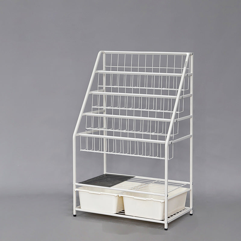 Contemporary Metal Bookshelf White Ladder Book Shelf for Home Office 14.6" Wide White Clearhalo 'Bookcases' 'furn' 'furn_bookcases' 'Furniture' 'Office Furniture' 6212376