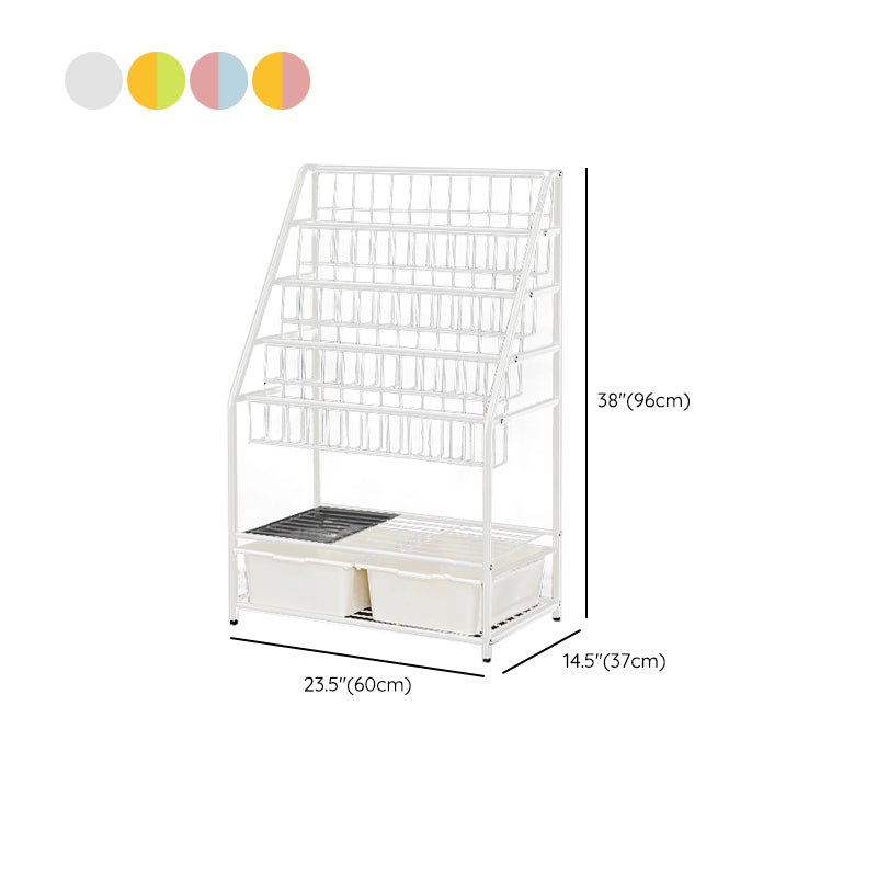 Contemporary Metal Bookshelf White Ladder Book Shelf for Home Office 14.6" Wide Clearhalo 'Bookcases' 'furn' 'furn_bookcases' 'Furniture' 'Office Furniture' 6212385