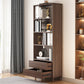 11" Wide Contemporary Shelf Open Wooden Bookcase with Drawer
